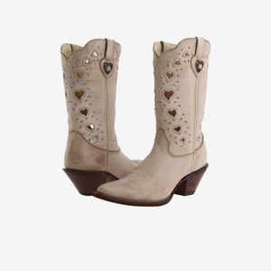 Durango laser cut heart leather cowboy boots